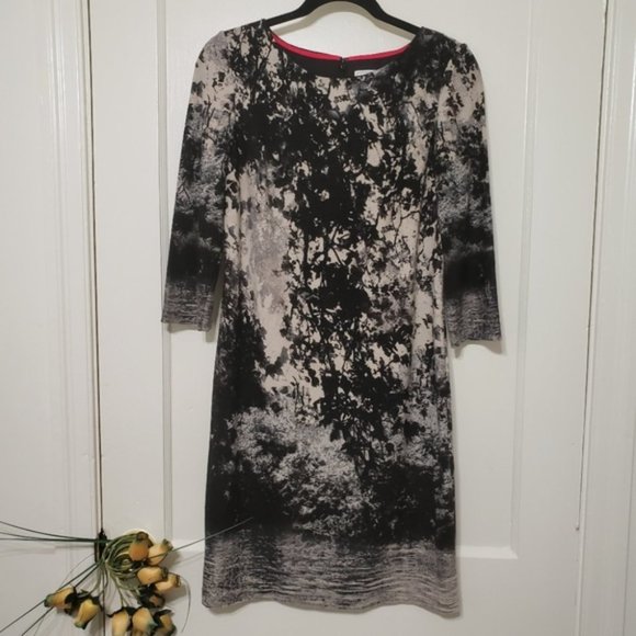 J Howard Dresses & Skirts - J Howard leaves branches ivory, black dress Sz. 8